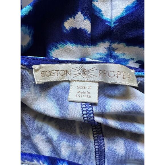 Boston Proper Blue Ikat Dress BodyCon Long Sleeve Summer Dress Pool Beach Resort - Picture 10 of 12